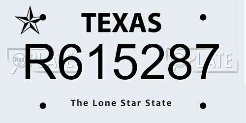 R615287 Texas License Plate