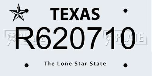 R620710 Texas License Plate