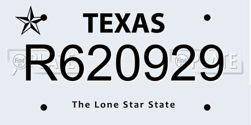 R620929 Texas License Plate
