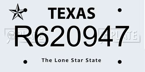 R620947 Texas License Plate