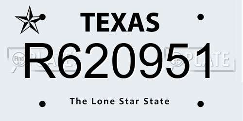 R620951 Texas License Plate