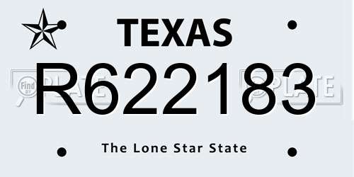 R622183 Texas License Plate