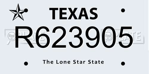 R623905 Texas License Plate