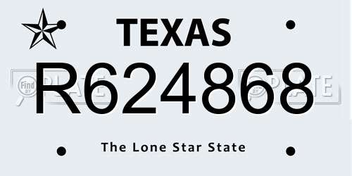 R624868 Texas License Plate