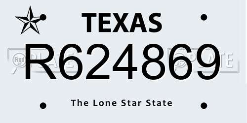 R624869 Texas License Plate