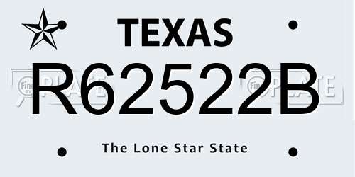 R62522B Texas License Plate