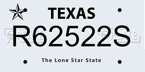 R62522S Texas License Plate