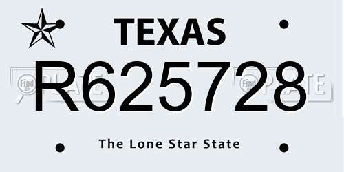 R625728 Texas License Plate