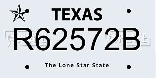 R62572B Texas License Plate