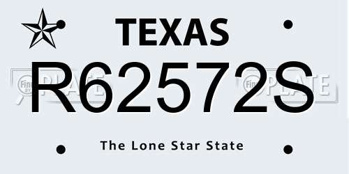 R62572S Texas License Plate