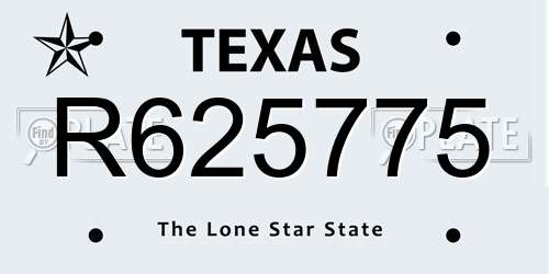 R625775 Texas License Plate