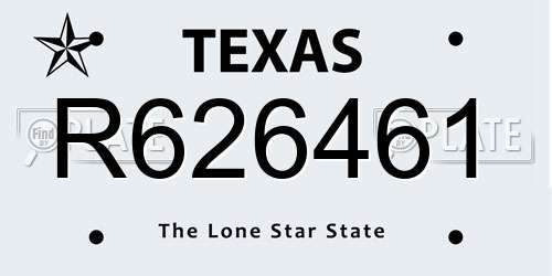 R626461 Texas License Plate