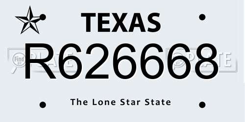 R626668 Texas License Plate