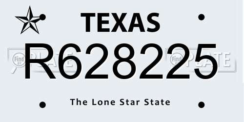 R628225 Texas License Plate