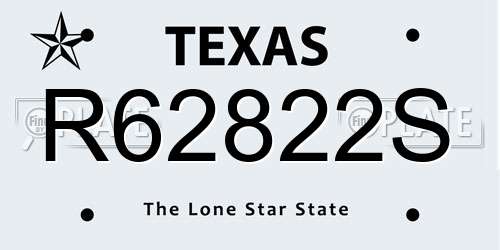 R62822S Texas License Plate