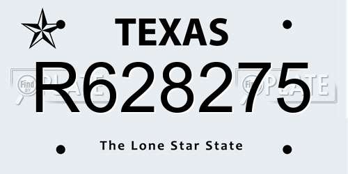 R628275 Texas License Plate
