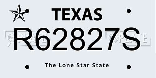 R62827S Texas License Plate