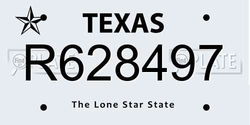 R628497 Texas License Plate