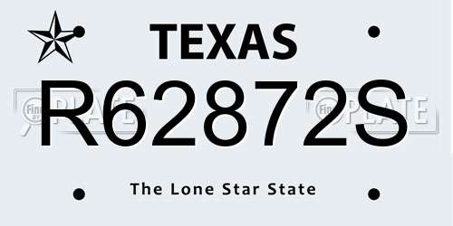 R62872S Texas License Plate