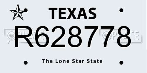R628778 Texas License Plate