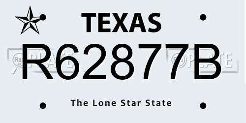 R62877B Texas License Plate