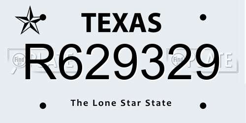 R629329 Texas License Plate