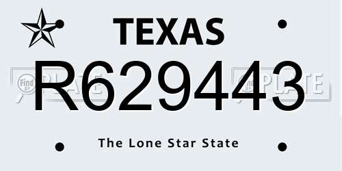R629443 Texas License Plate