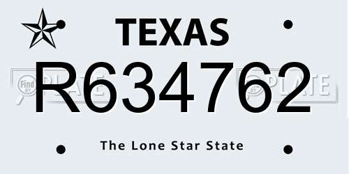 R634762 Texas License Plate