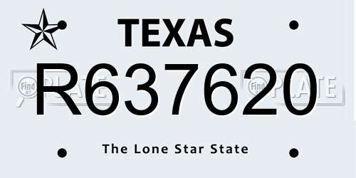 R637620 Texas License Plate