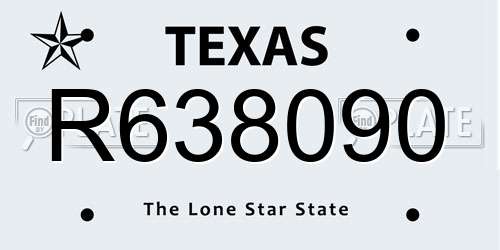 R638090 Texas License Plate