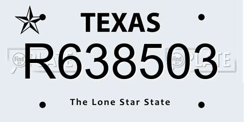 R638503 Texas License Plate