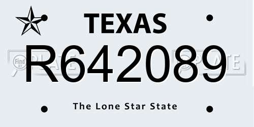 R642089 Texas License Plate