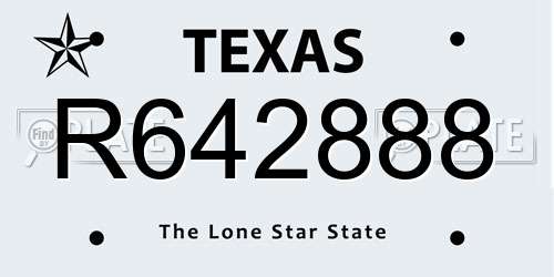 R642888 Texas License Plate