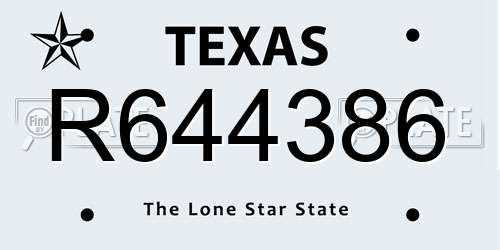 R644386 Texas License Plate