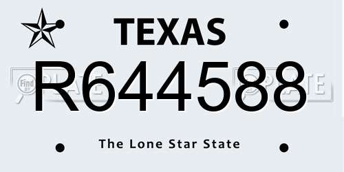 R644588 Texas License Plate