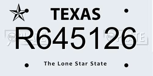 R645126 Texas License Plate