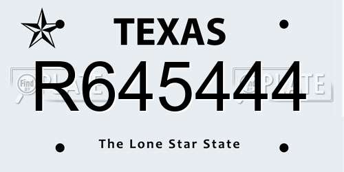 R645444 Texas License Plate
