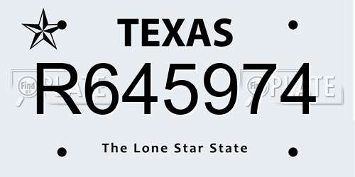 R645974 Texas License Plate