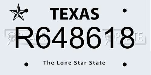 R648618 Texas License Plate