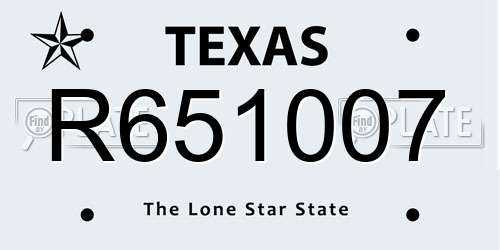 R651007 Texas License Plate