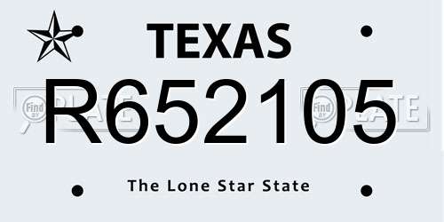 R652105 Texas License Plate