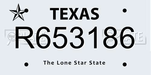 R653186 Texas License Plate