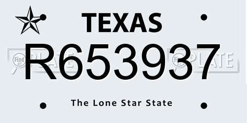 R653937 Texas License Plate
