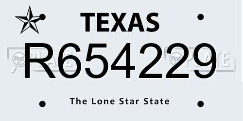 R654229 Texas License Plate