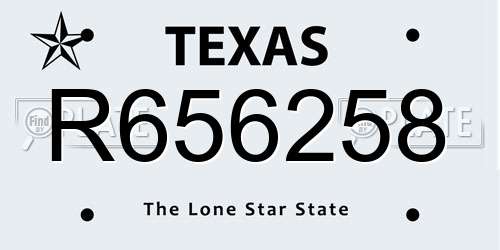 R656258 Texas License Plate