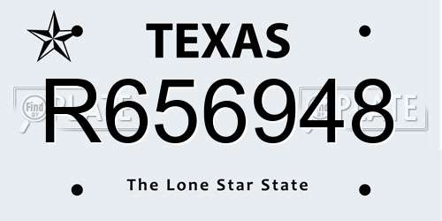R656948 Texas License Plate