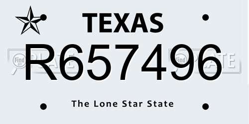 R657496 Texas License Plate