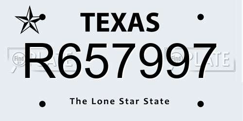 R657997 Texas License Plate