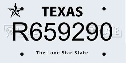 R659290 Texas License Plate