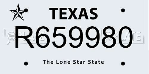 R659980 Texas License Plate